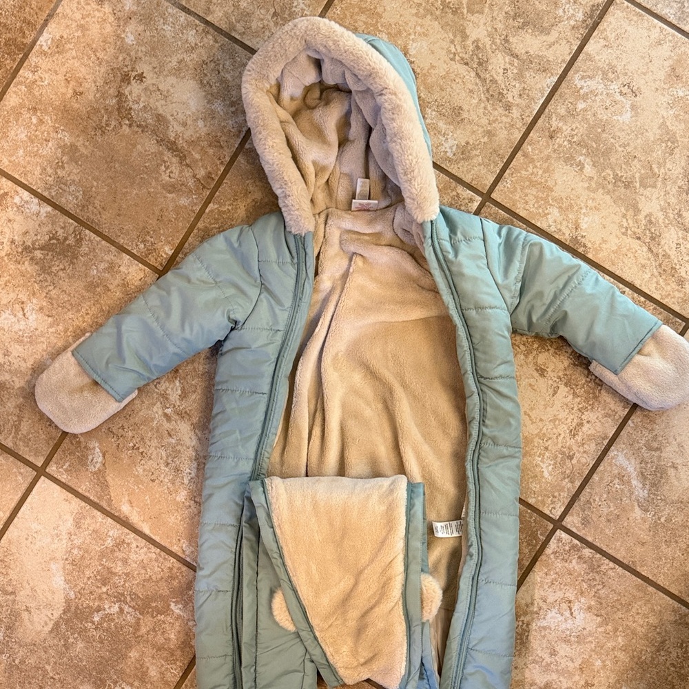 First Wish Cream Baby Snowsuit with Bear Ears - Picture 4 of 7